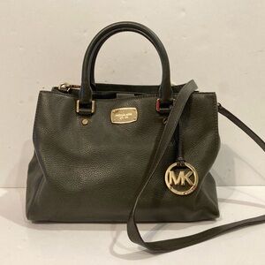 Michael Kors Olive Green Pebbled Leather Tote Shoulder Bag Purse